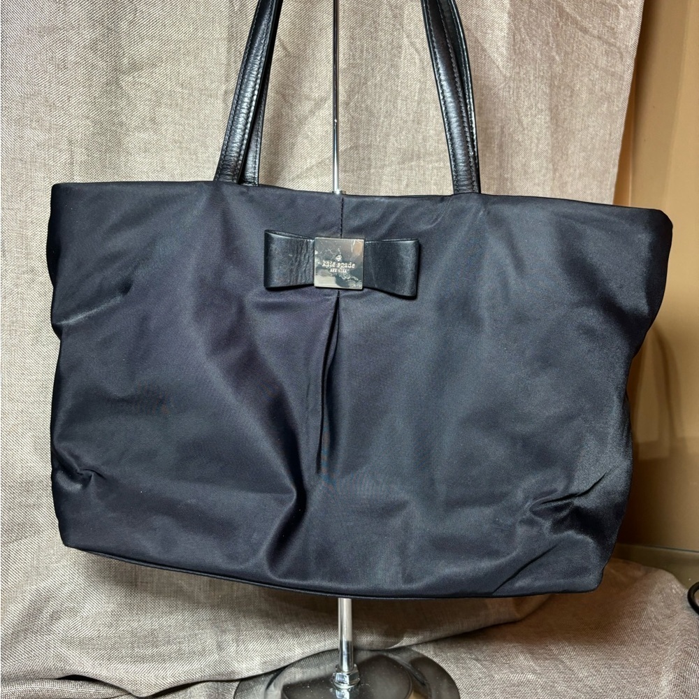 Kate Spade New York Ruby Nylon Leather Trimmed Tote w/Bow on front